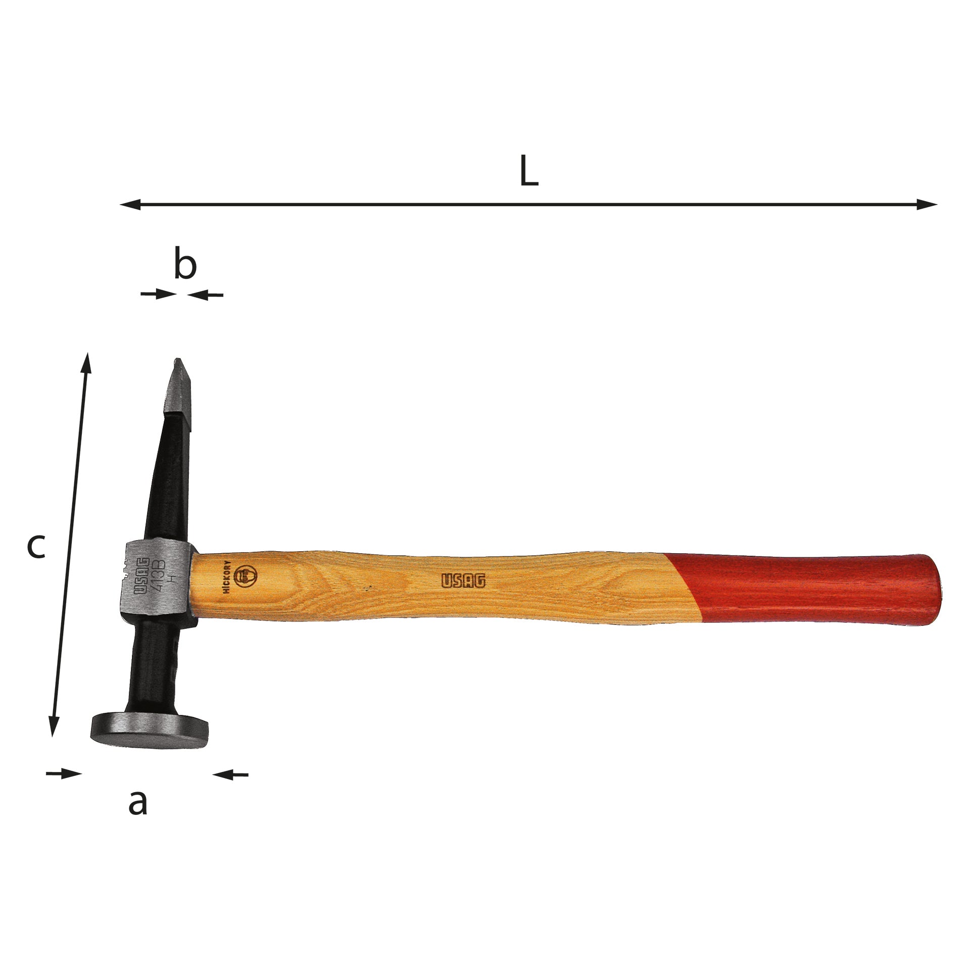 413 B - Hammer with flat round head and straight horizontal peen - Usag - U04130101 413 B - Hammer with flat round head and straight horizontal peen - Usag - U04130101